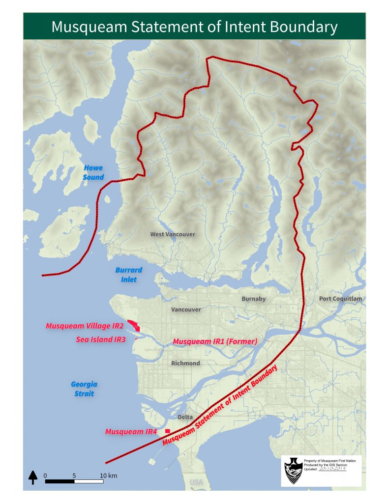 Musqueam Territory Map from Statement of Intent for negotiations
