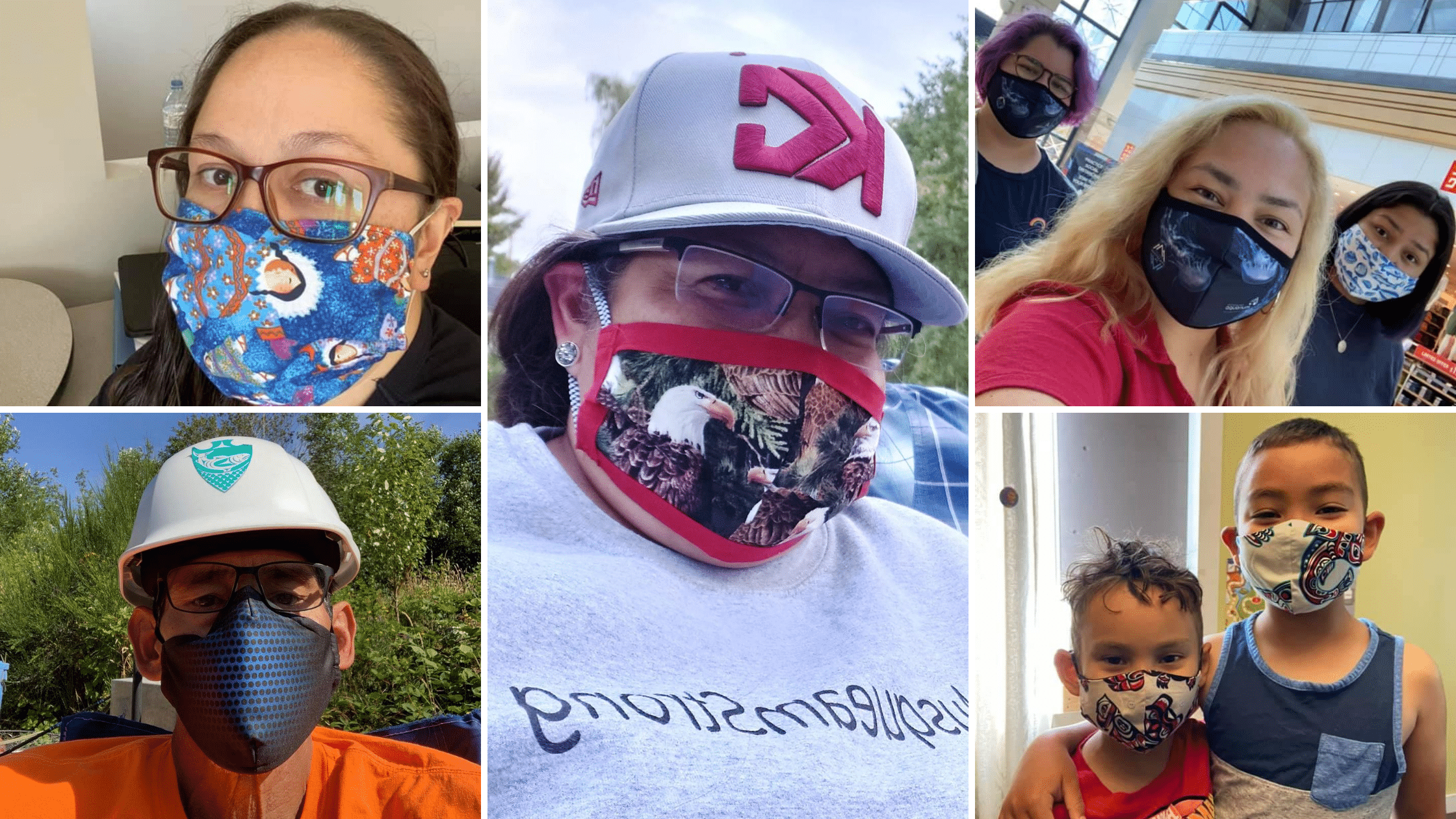 Photos of Musqueam people in face masks