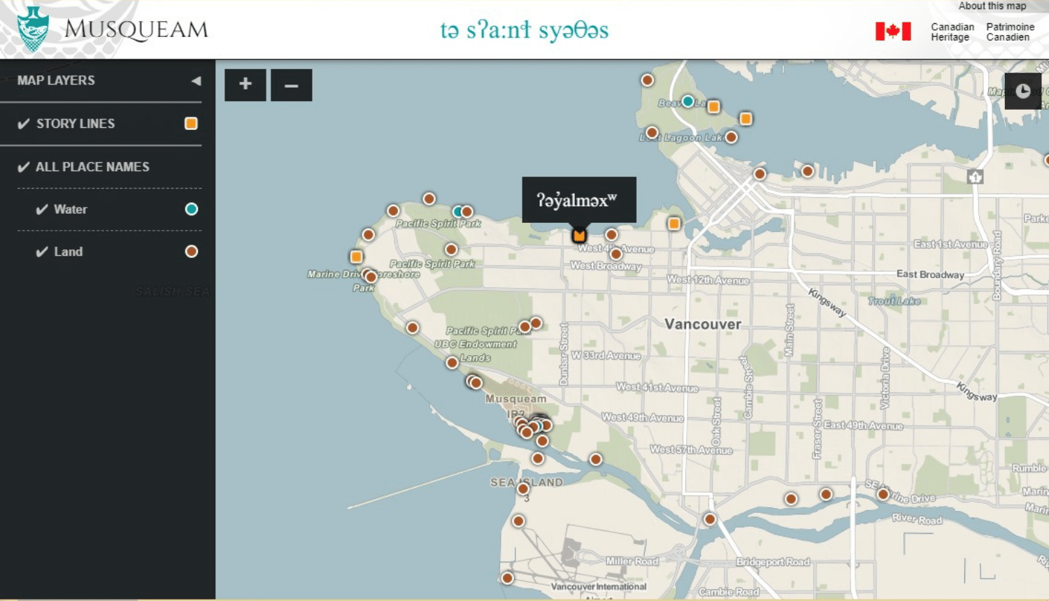 Musqueam Place Names Map