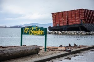 Photo of Barge Chilling sign with paint overtop