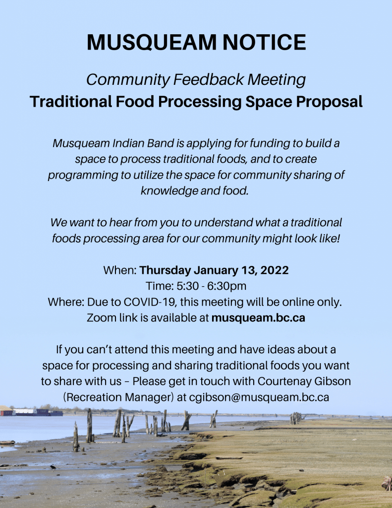 community feedback meeting information: traditional food processing 