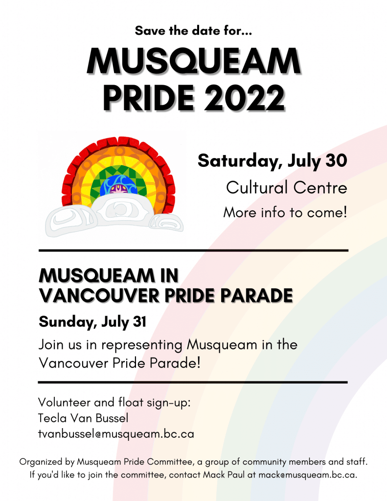 Musqueam Pride 22 save the date poster