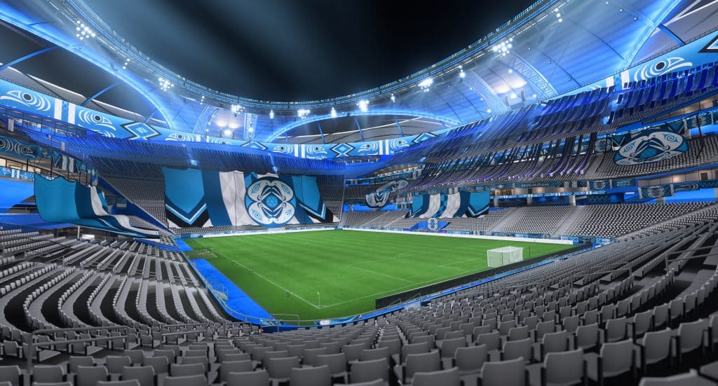 FUT Stadium design featuring artwork by Deanna Point