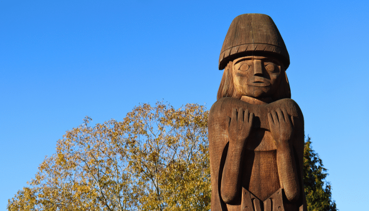 Image of the Welcome Figure at entrance to Musqueam